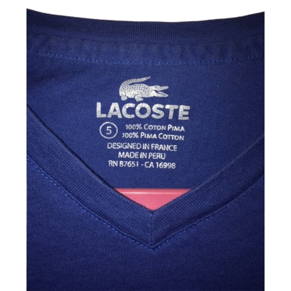 Lacoste mens orginal blue V neck Tee. Hardly used.